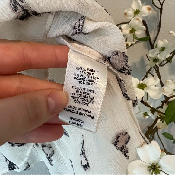 Rebecca Taylor Cream Tulip Clip Sheer Silk Top 4 - Picture 6 of 7